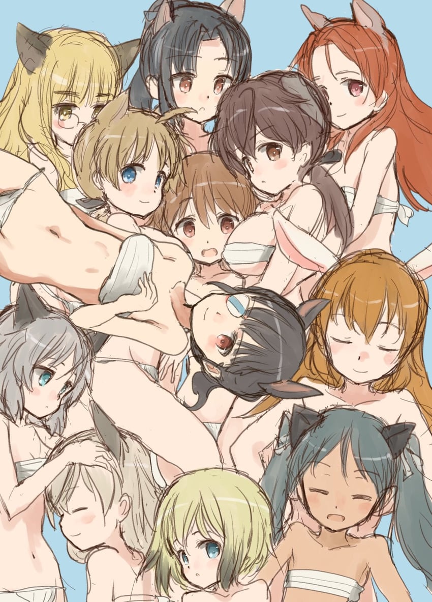 sanya v. litvyak, eila ilmatar juutilainen, miyafuji yoshika, erica hartmann, gertrud barkhorn, and 7 more (world witches series and 1 more) drawn by murayama_kei