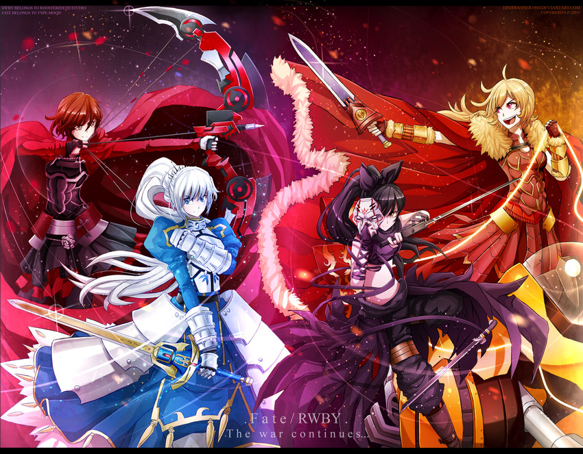 artoria pendragon, saber, archer, ruby rose, iskandar, and 4 more (fate and 3 more) drawn by dishwasher1910