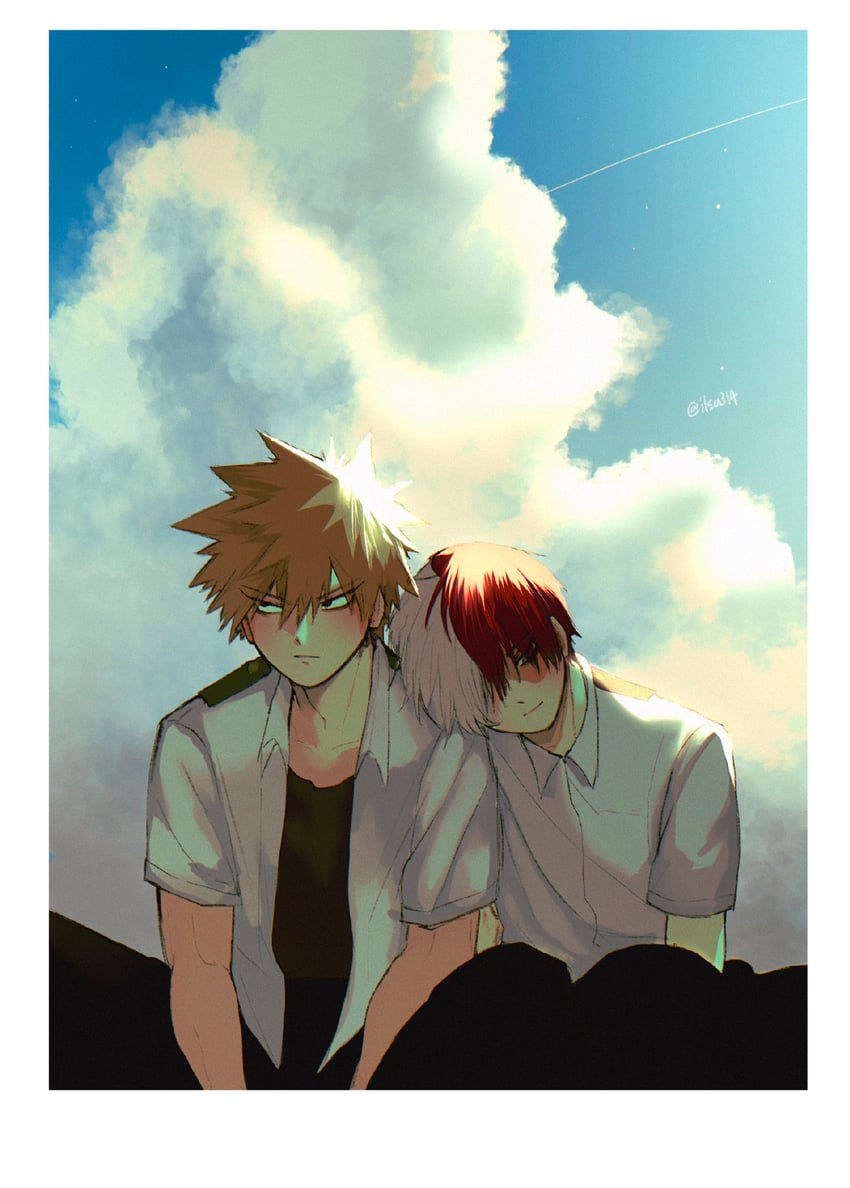 bakugou katsuki and todoroki shoto (boku no hero academia) drawn by ilsa314