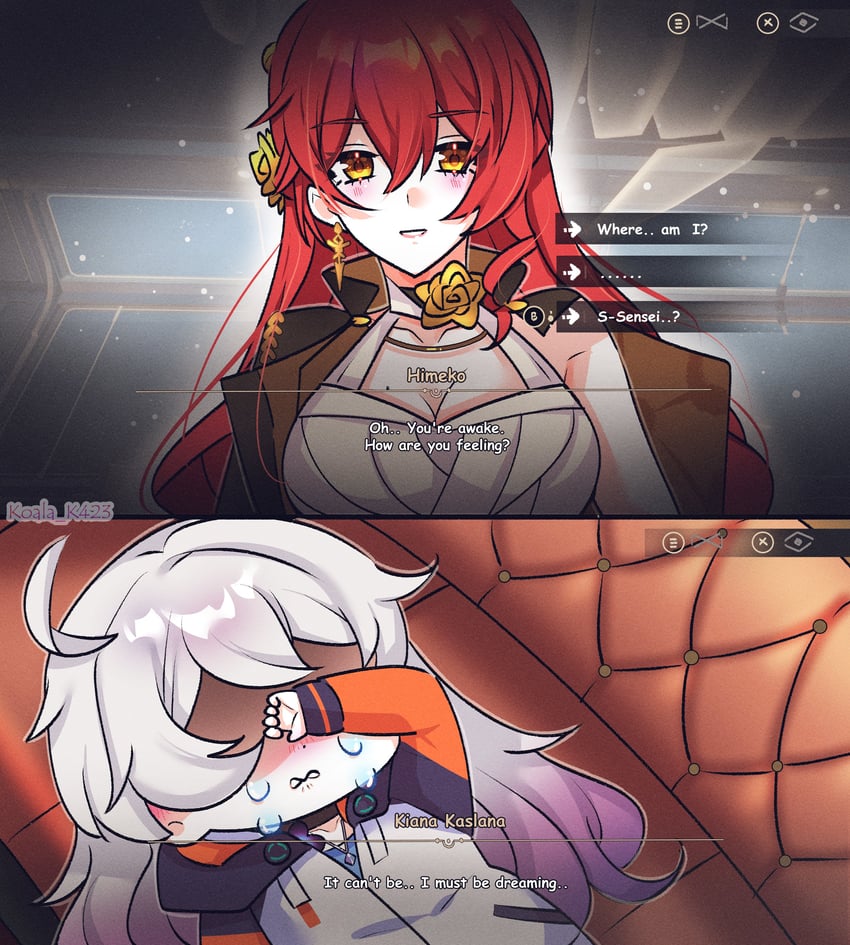 kiana kaslana and himeko (honkai and 2 more) drawn by koala_k423