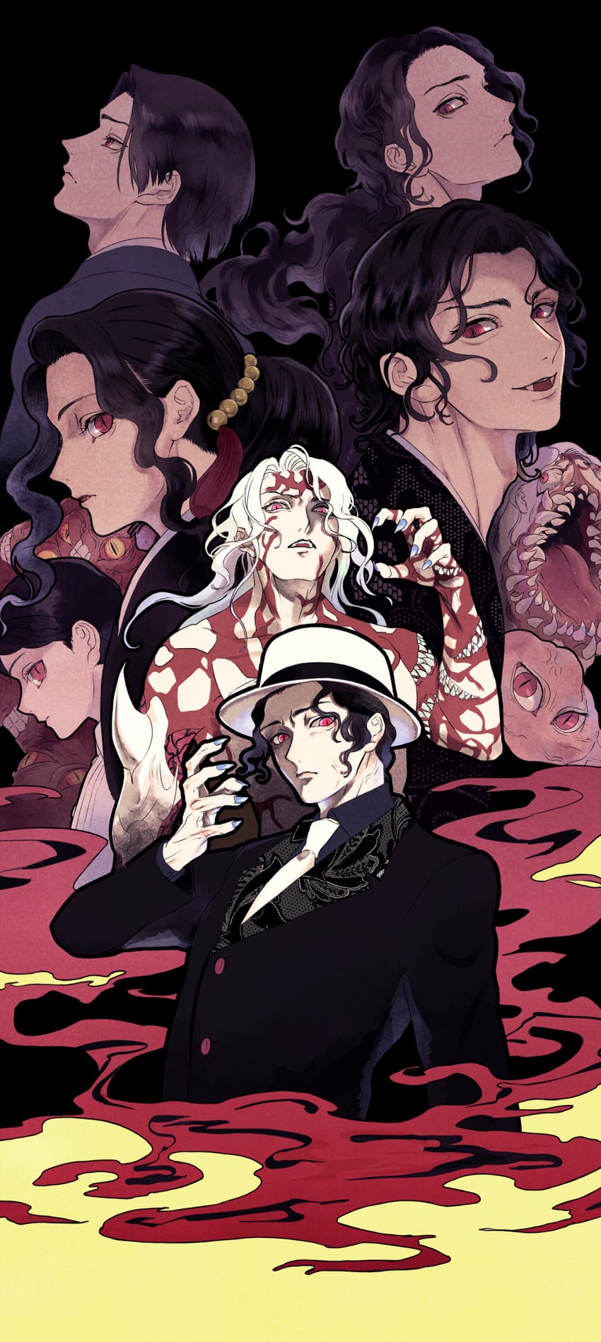 kibutsuji muzan and toshikuni (kimetsu no yaiba) drawn by hagoro_(856_kmt)