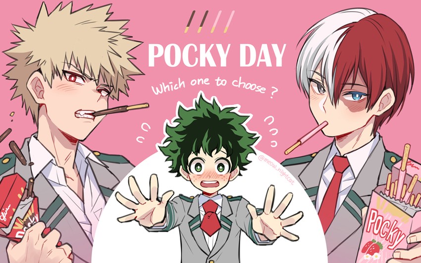 midoriya izuku, bakugou katsuki, and todoroki shoto (boku no hero academia) drawn by nightcat