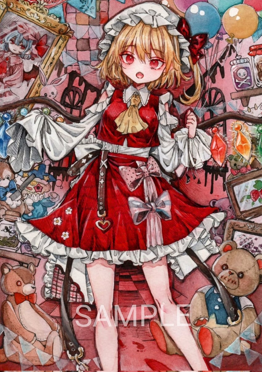 remilia scarlet and flandre scarlet (touhou) drawn by monji_(monzi328)