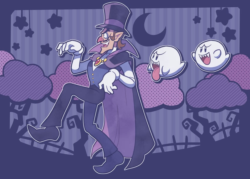 boo and waluigi (mario and 2 more) drawn by loveycloud