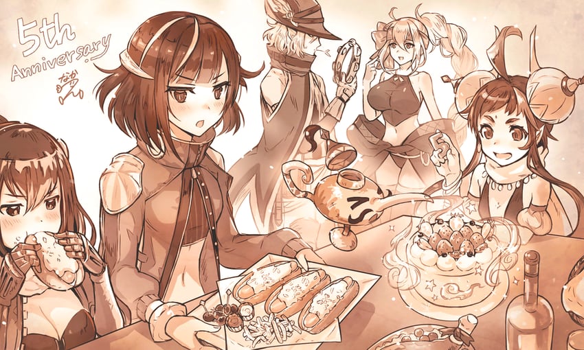 hazel, evelika, rahu, suiran, and leon (ta ga tame no alchemist) drawn by nakatsun_(gumi)