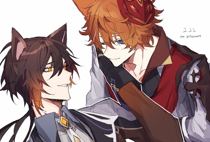 zhongli and tartaglia (genshin impact) drawn by piscesver24