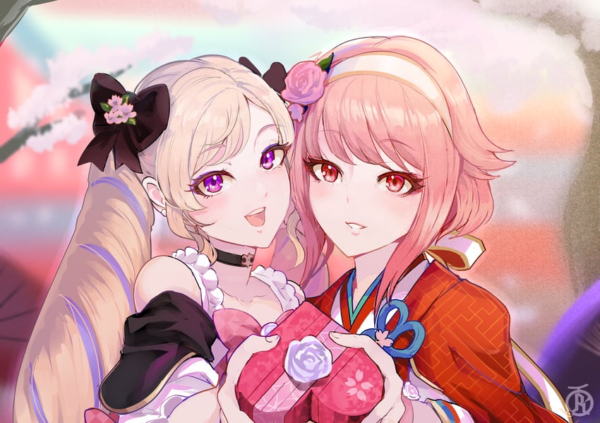 elise and sakura (fire emblem and 2 more) drawn by revolverwing