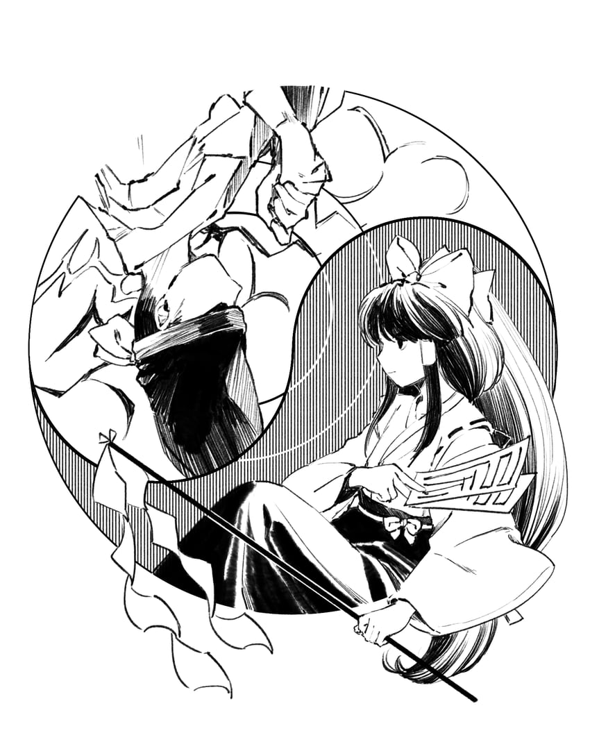 hakurei reimu and shingyoku (touhou and 1 more) drawn by kaigen_1025