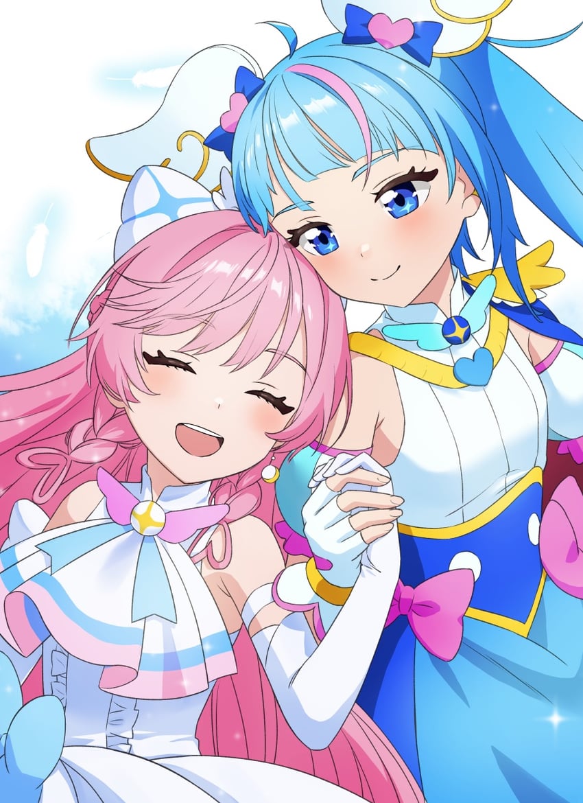 sora harewataru, nijigaoka mashiro, cure sky, and cure prism (precure and 1 more) drawn by ono_(wimawi838)