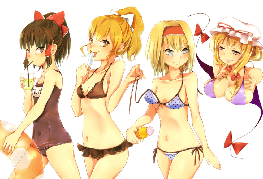 hakurei reimu, kirisame marisa, alice margatroid, and yakumo yukari (touhou) drawn by co_(eselisapyon)