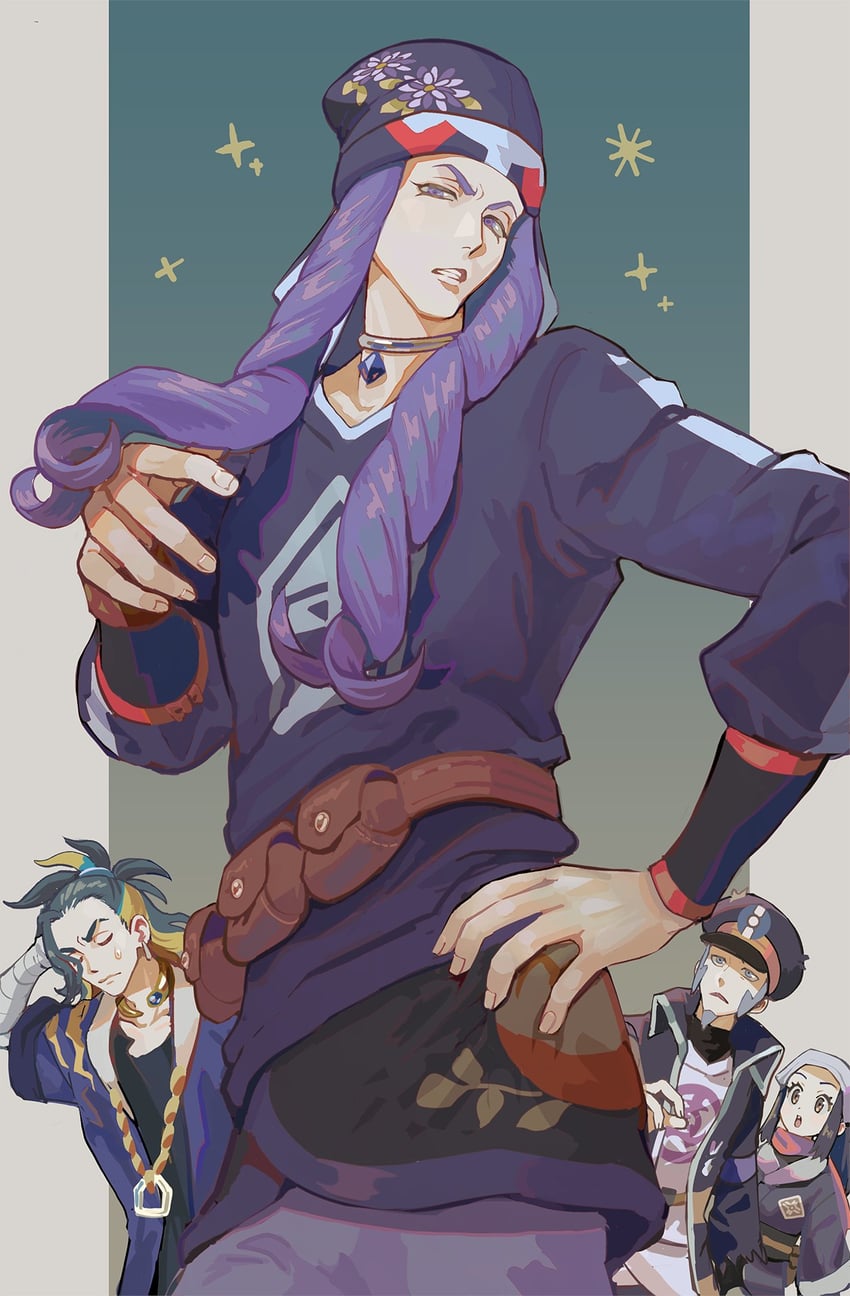 akari, ingo, adaman, and melli (pokemon and 1 more) drawn by nanafuji_man