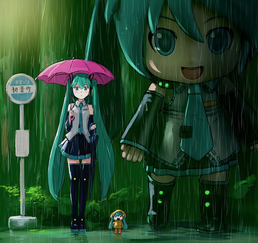 hatsune miku, mikudayo, and chibi miku (vocaloid and 2 more) drawn by mayo_riyo