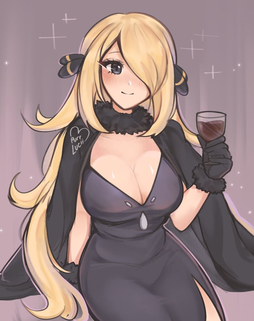 cynthia (pokemon and 1 more) drawn by luci_(purrlucii)