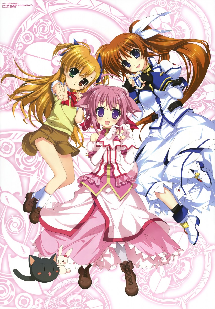 takamachi nanoha, vivio, millhiore f. biscotti, and sacred heart (lyrical nanoha and 4 more) drawn by fujima_takuya