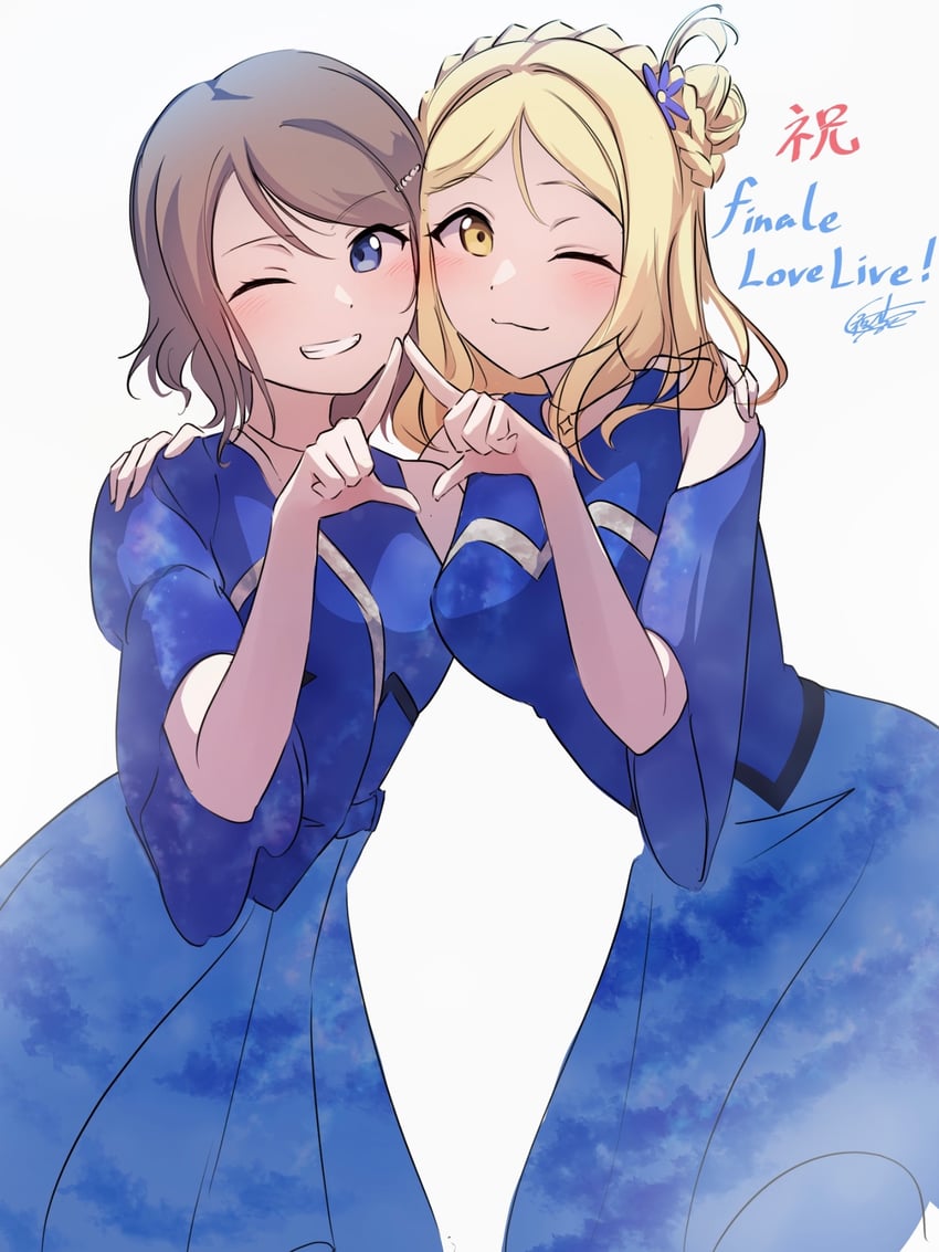 watanabe you and ohara mari (love live! and 1 more) drawn by yatoroku