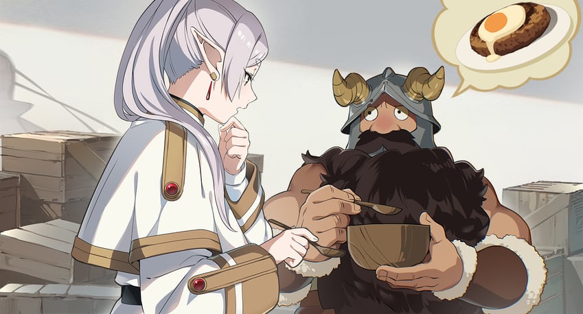 frieren and senshi (sousou no frieren and 1 more) drawn by nyoro_(nyoronyoro000)
