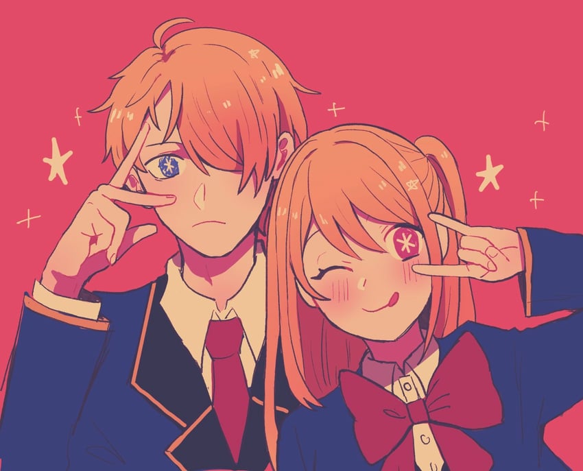 hoshino ruby and hoshino aquamarine (oshi no ko) drawn by ashthelazy