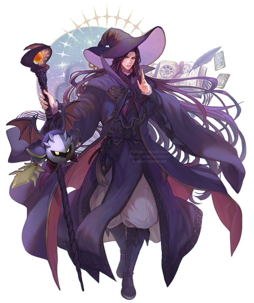 lan wangji and meta knight (kirby and 1 more) drawn by ganen_cheese