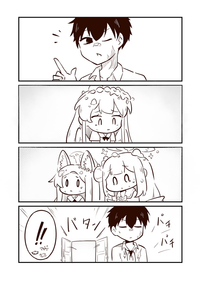 sensei, mika, seia, and nagisa (blue archive) drawn by nikul_(nitime875)