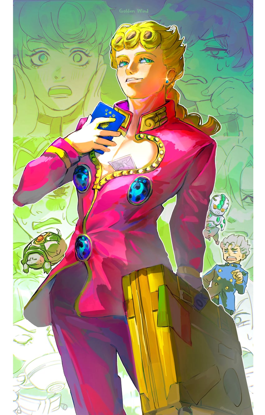 giorno giovanna, bruno bucciarati, guido mista, narancia ghirga, trish una, and 6 more (jojo no kimyou na bouken and 1 more) drawn by uu0000322