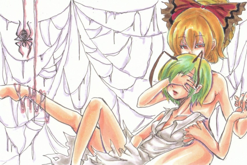 wriggle nightbug and kurodani yamame (touhou) drawn by ichima_(momo_no_ichi)