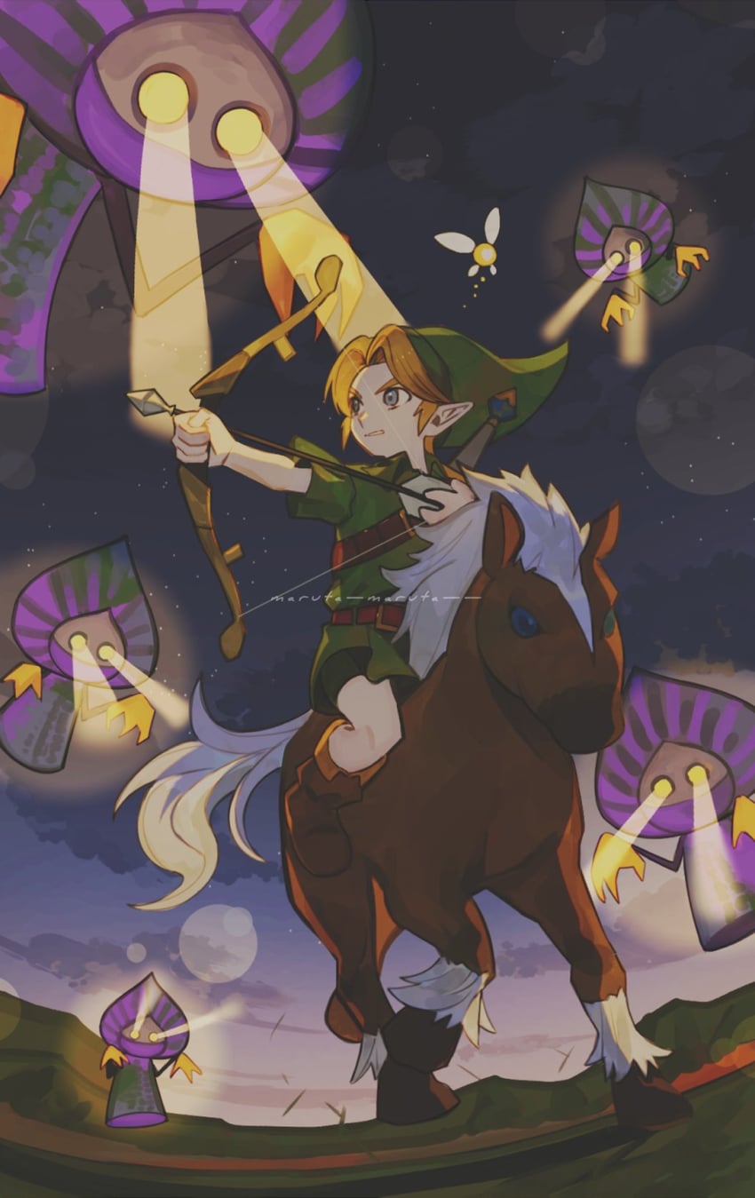 link, young link, navi, epona, and they (the legend of zelda and 1 more) drawn by maruta_maruta