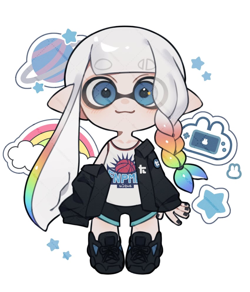 inkling player character and inkling girl (splatoon) drawn by prat_rat