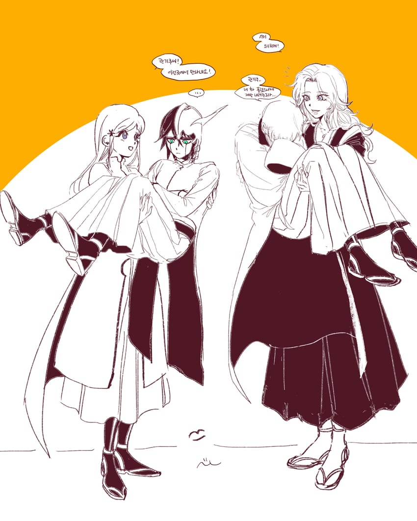 inoue orihime, matsumoto rangiku, ulquiorra cifer, and ichimaru gin (bleach) drawn by nul