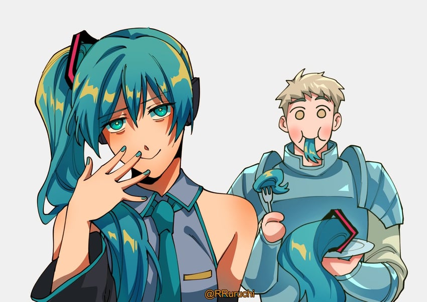 hatsune miku and laios touden (vocaloid and 1 more) drawn by shameichi