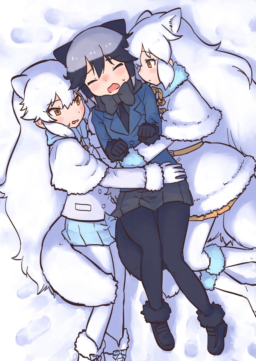 silver fox and arctic fox (kemono friends) drawn by rumenia_(ao2is)