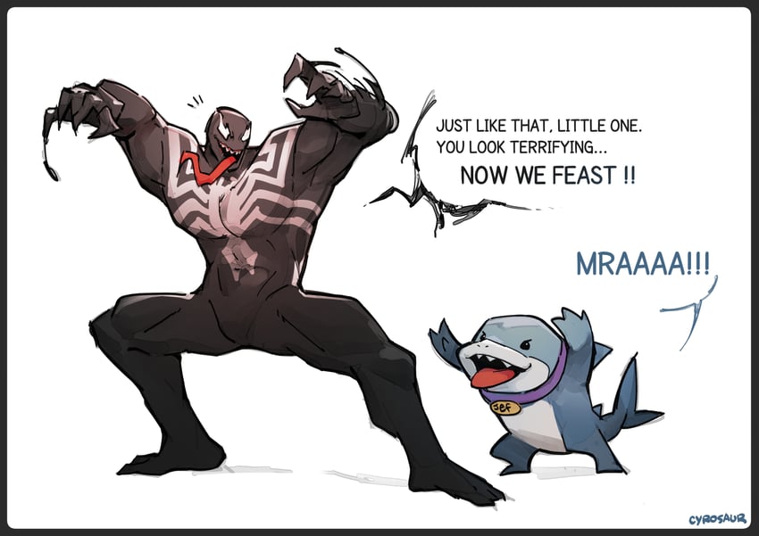 venom and jeff the land shark (marvel and 2 more) drawn by cyrosaur