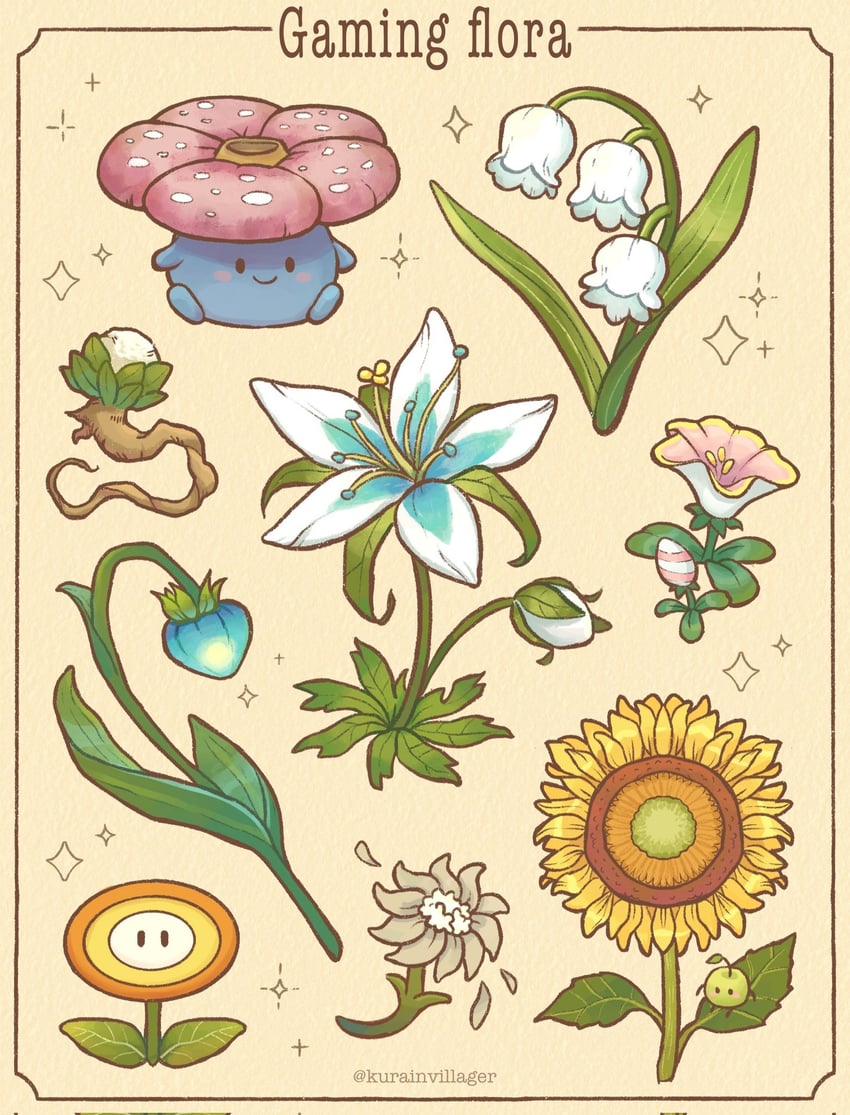 vileplume (pokemon and 8 more) drawn by kurain_villager
