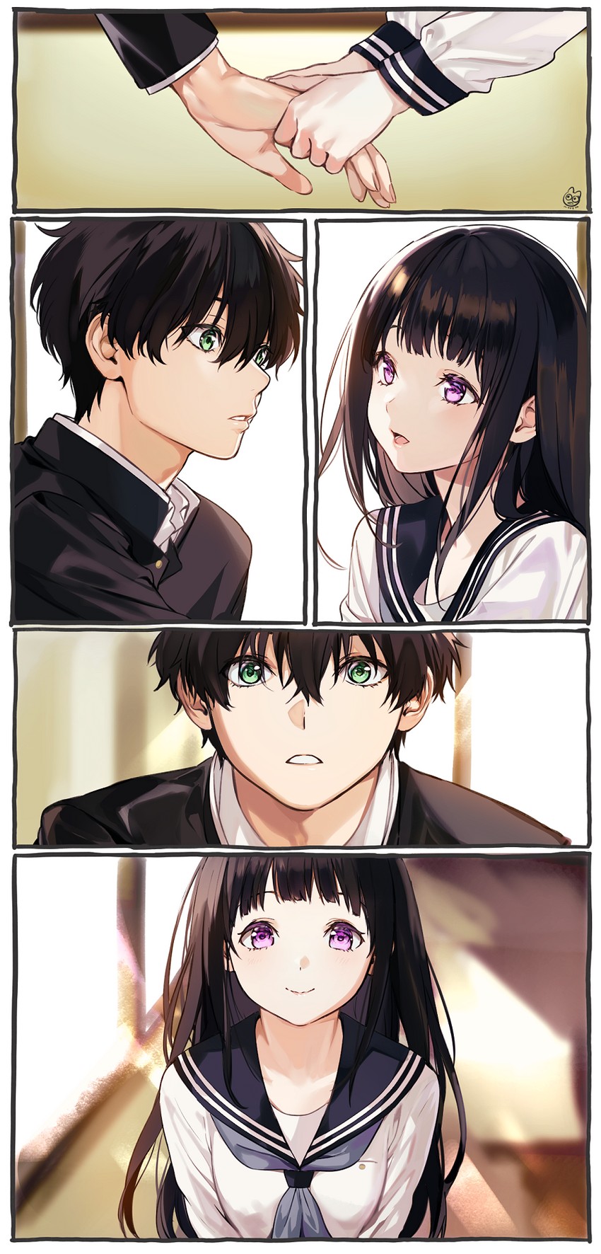 chitanda eru and oreki houtarou (hyouka) drawn by mery_(yangmalgage)