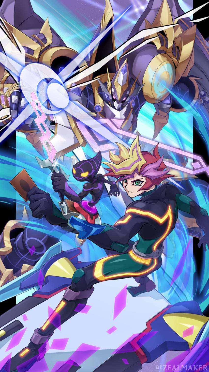 fujiki yusaku, playmaker, ai, accesscode talker, and accode talker @ignister (yu-gi-oh! and 1 more) drawn by zealmaker