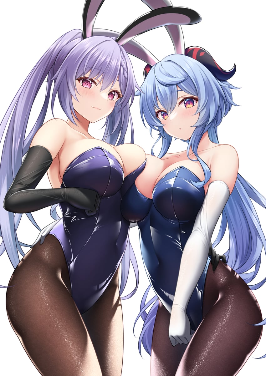 ganyu and keqing (genshin impact) drawn by akira_(sayo_dayoo)