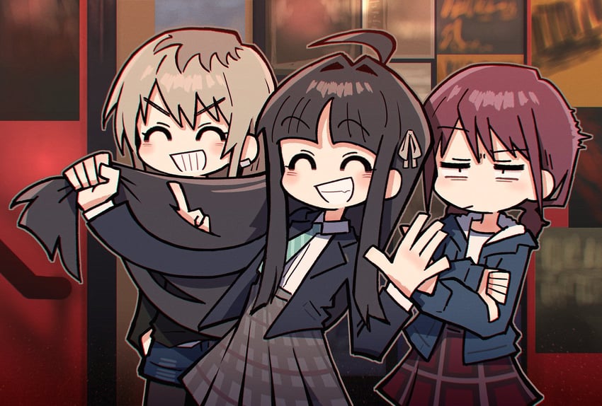 iseri nina, kawaragi momoka, and awa subaru (girls band cry) drawn by bullfalk