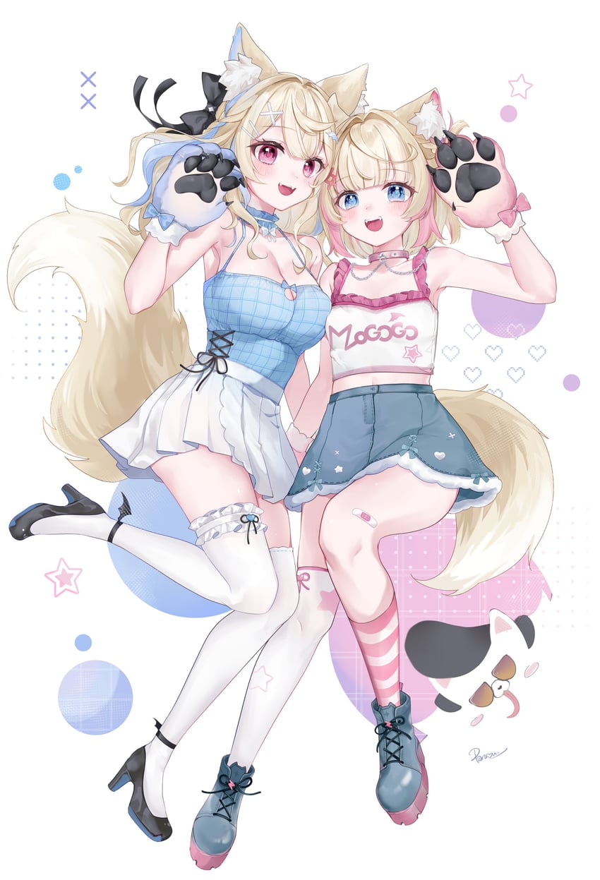 fuwawa abyssgard and mococo abyssgard (hololive and 1 more) drawn by red666