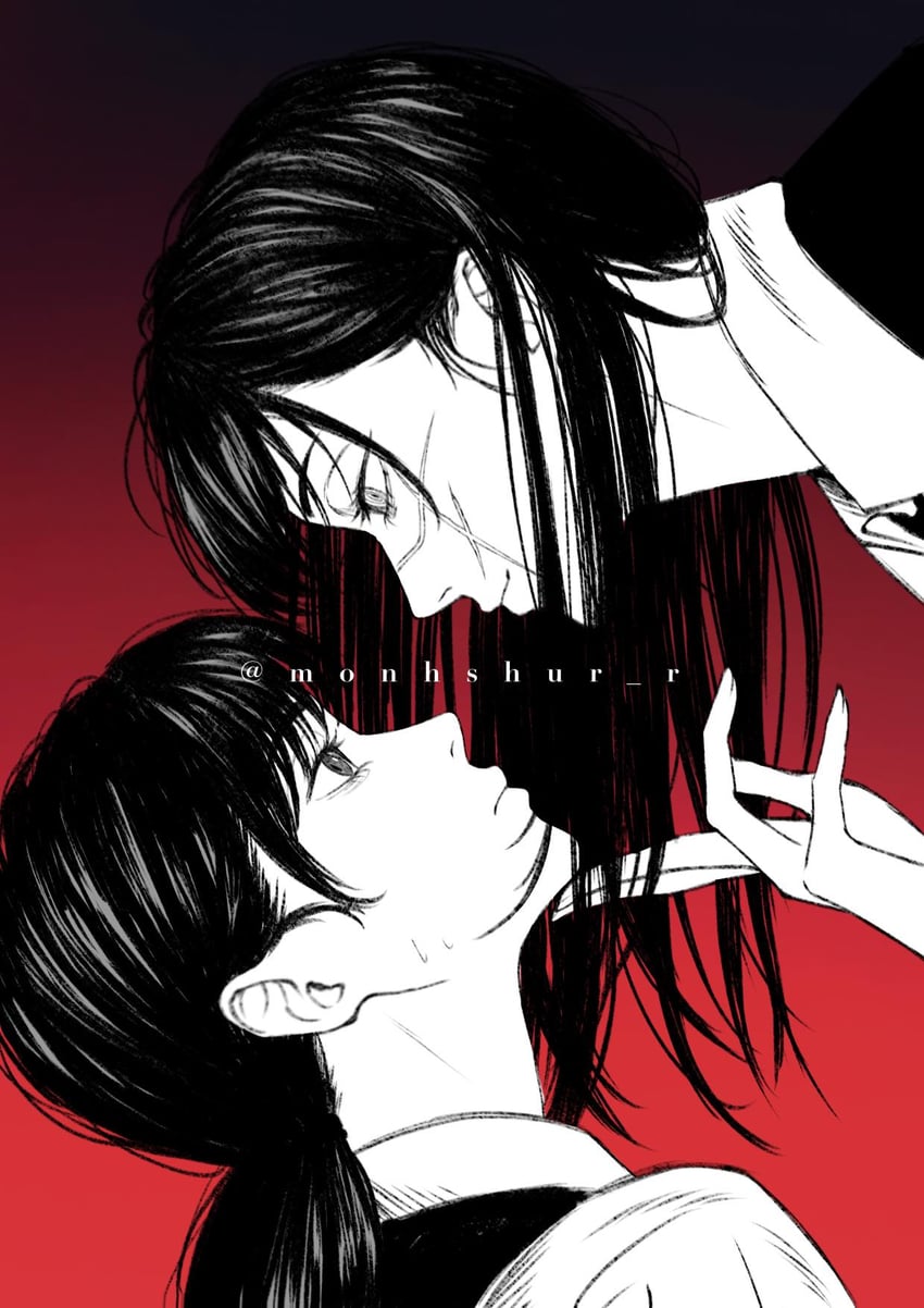 yoru and mitaka asa (chainsaw man) drawn by monhshur_r