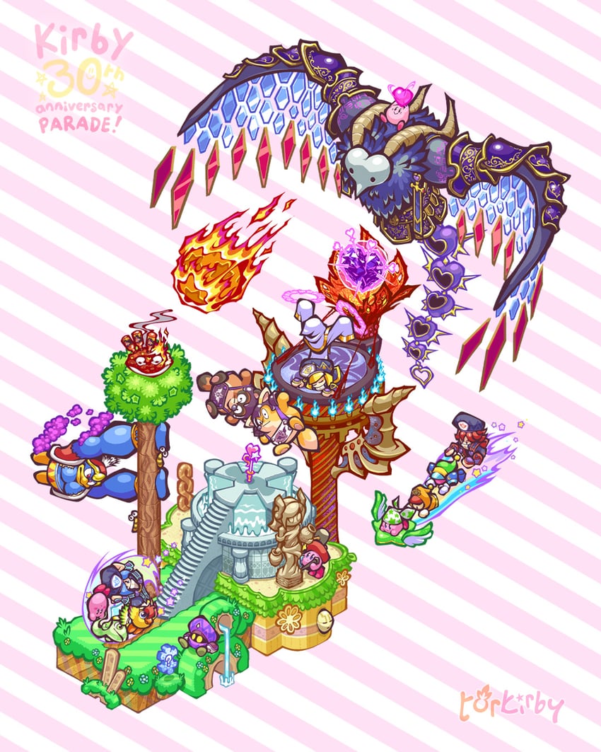 kirby, king dedede, waddle doo, susie, zan partizanne, and 13 more (kirby and 1 more) drawn by torkirby