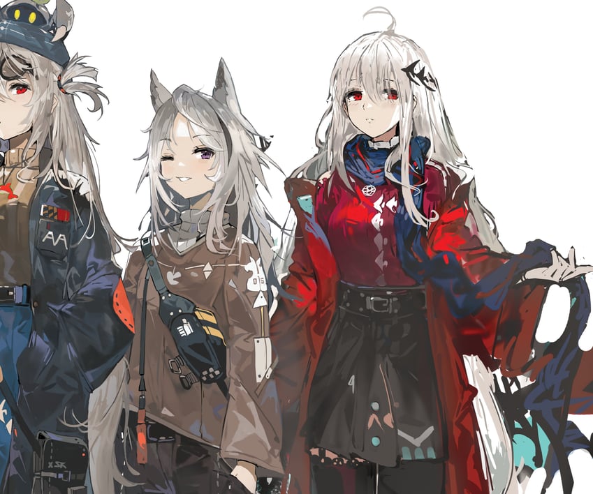 skadi, skadi the corrupting heart, grani, and domesticated metal crab (arknights) drawn by alchemaniac
