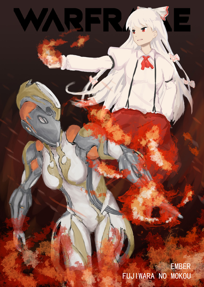 fujiwara no mokou and ember (touhou and 1 more) drawn by ikastep