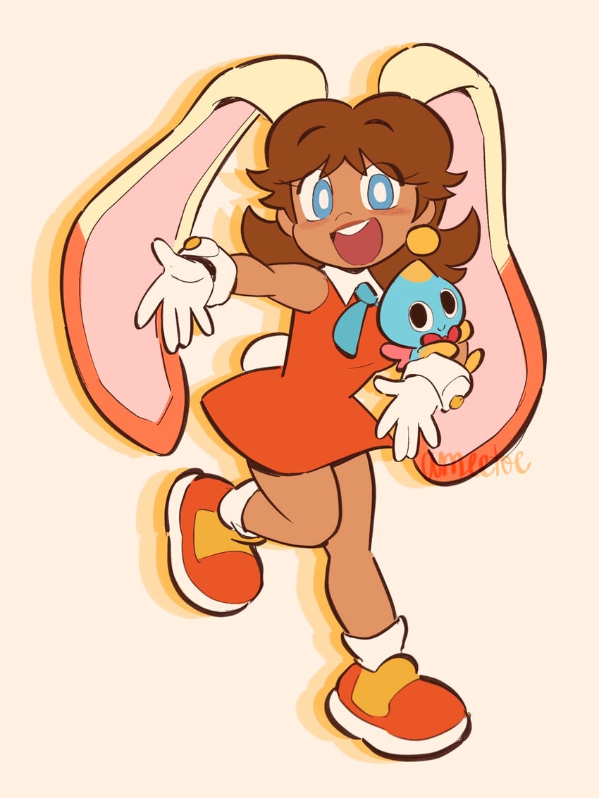 princess daisy, cream the rabbit, and cheese (mario and 1 more) drawn by amie_sanchez