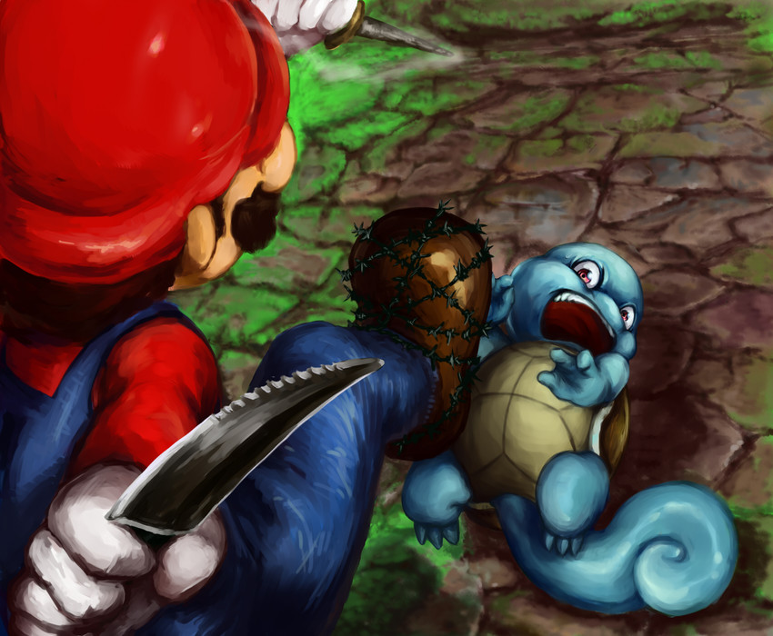 mario and squirtle (pokemon and 2 more) drawn by geregere_(lantern)