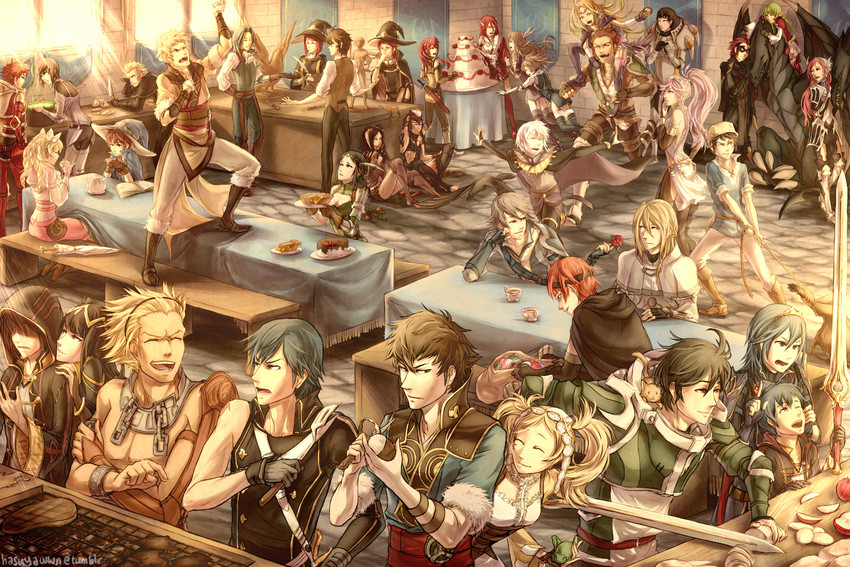 lucina, male robin, tharja, chrom, tiki, and 36 more (fire emblem and 1 more) drawn by hasuyawn