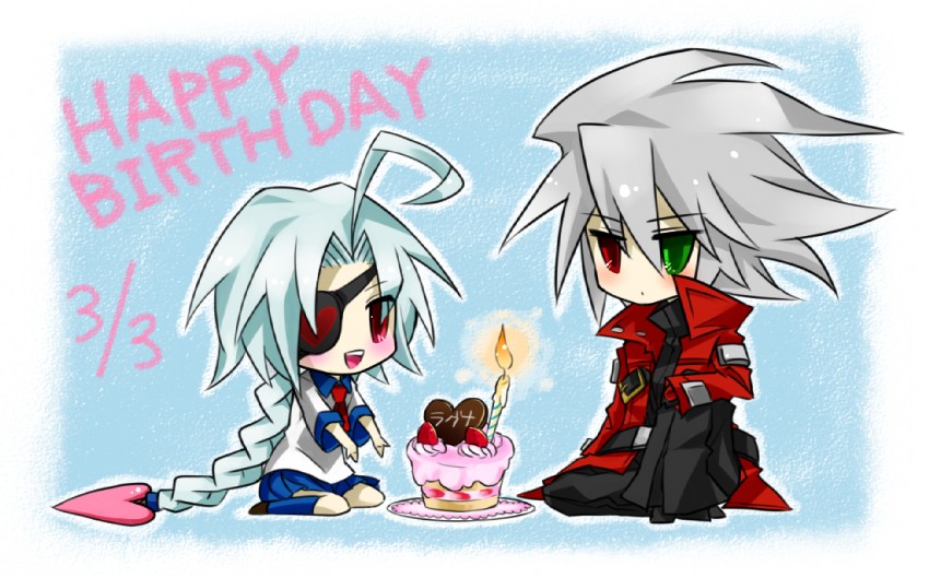ragna the bloodedge and nu-13 (blazblue) drawn by sendai_(1000die)