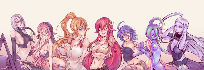 miia, papi, rachnera arachnera, centorea shianus, suu, and 2 more (monster musume no iru nichijou) drawn by gorro_azul