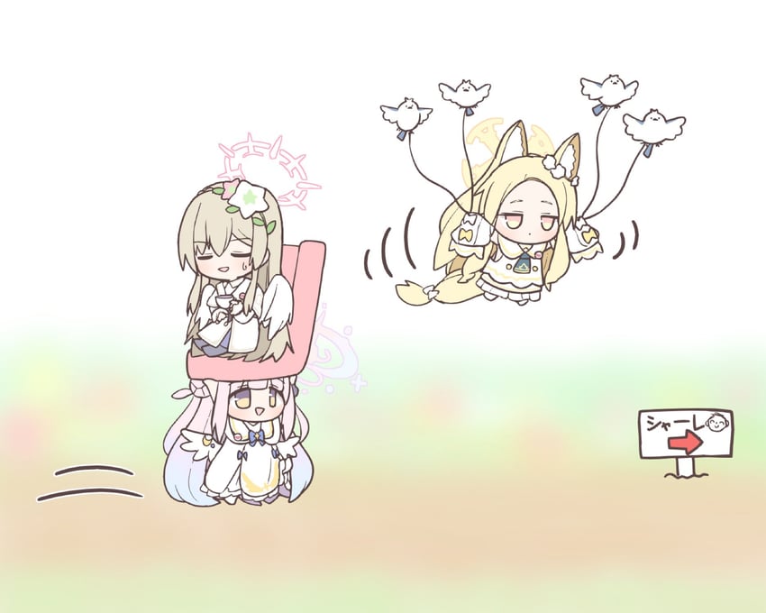 sensei, doodle sensei, mika, seia, and nagisa (blue archive) drawn by ayanoburuaka