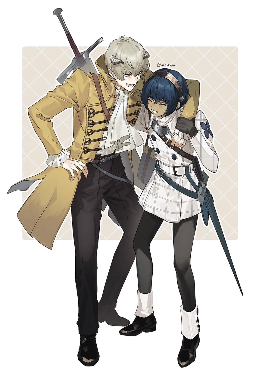 protagonist and strohl (metaphor: refantazio) drawn by abi_07km