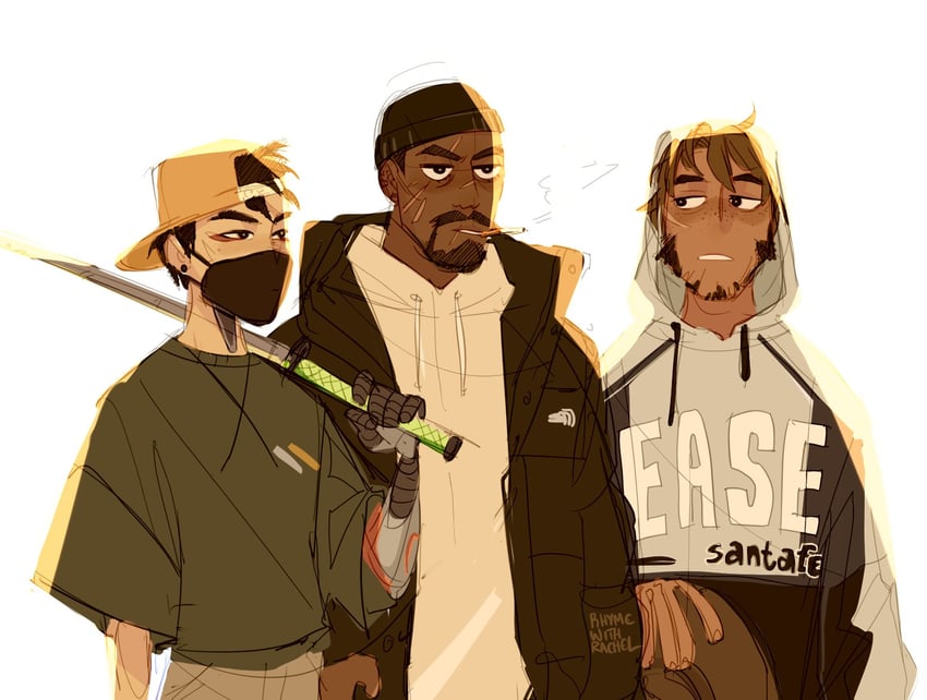 genji, reaper, and cassidy (overwatch) drawn by rhyme_with_rachel