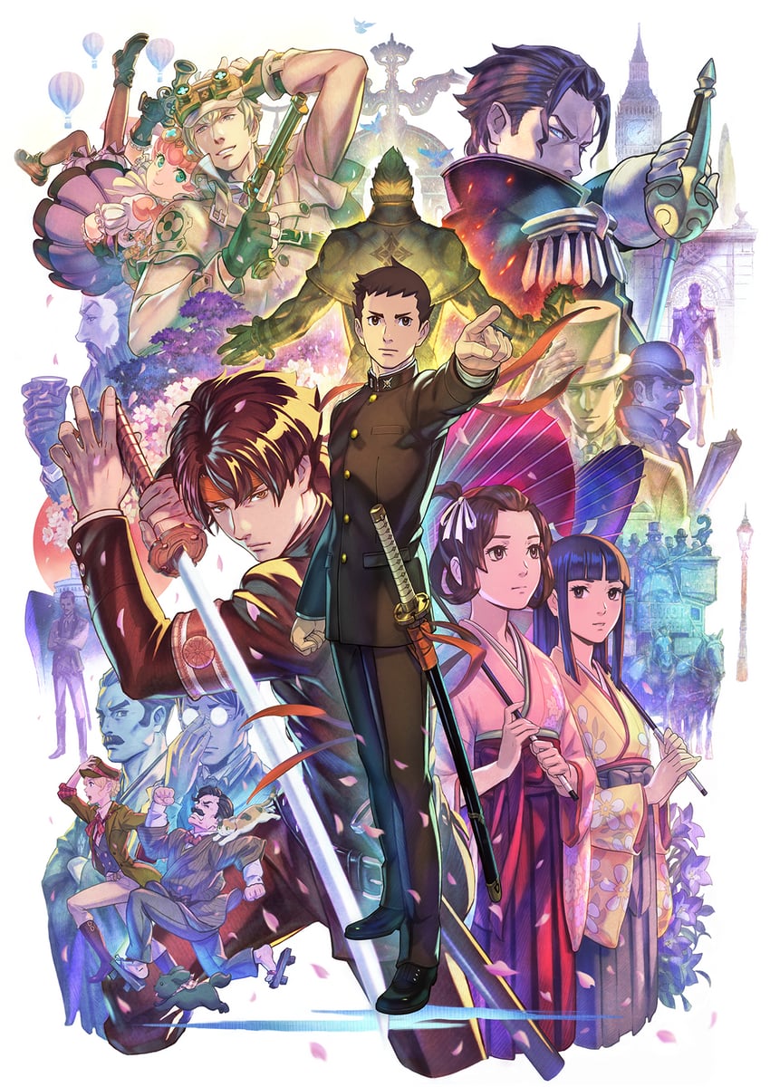 ryunosuke naruhodo, kazuma asogi, barok van zieks, herlock sholmes, susato mikotoba, and 6 more (ace attorney and 2 more) drawn by nuri_kazuya